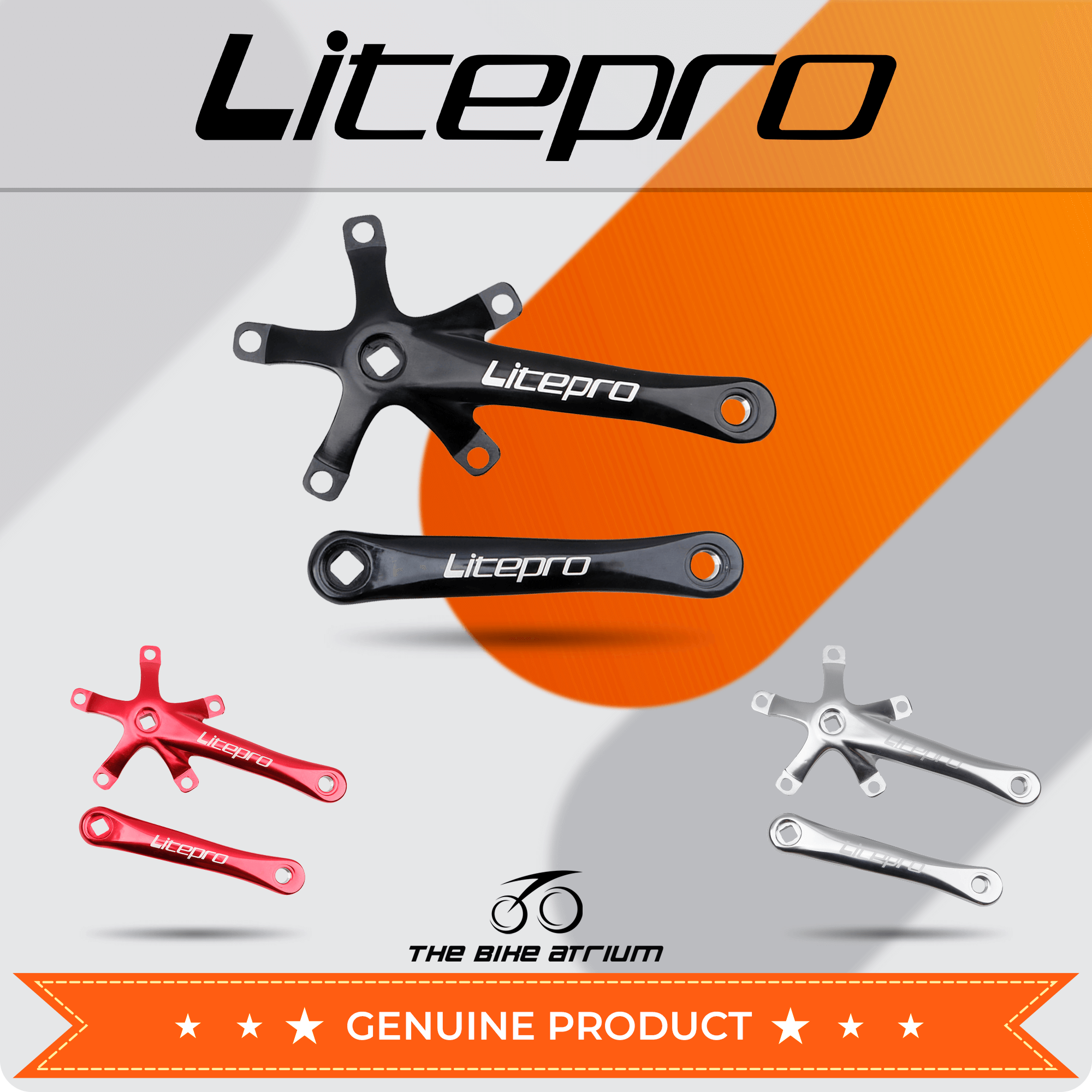 Litepro Square Taper Crank Arm Set | 170mm | BCD 130mm | Aluminum Alloy | For foldable bicycle trifold folding bike